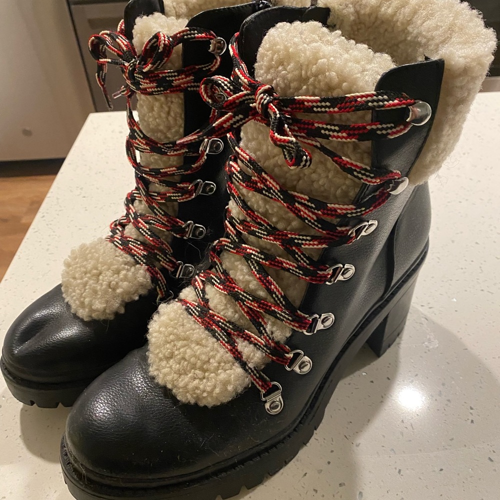 Shearling combat boots